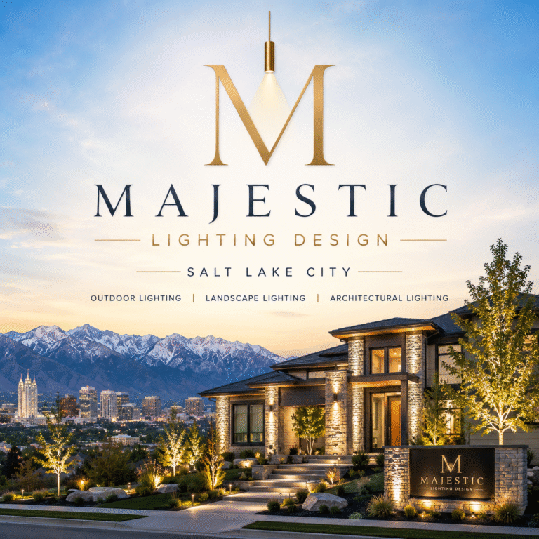 Outdoor lighting Salt Lake City UT - Majestic Lighting Design landscape lighting for a home with mountain view